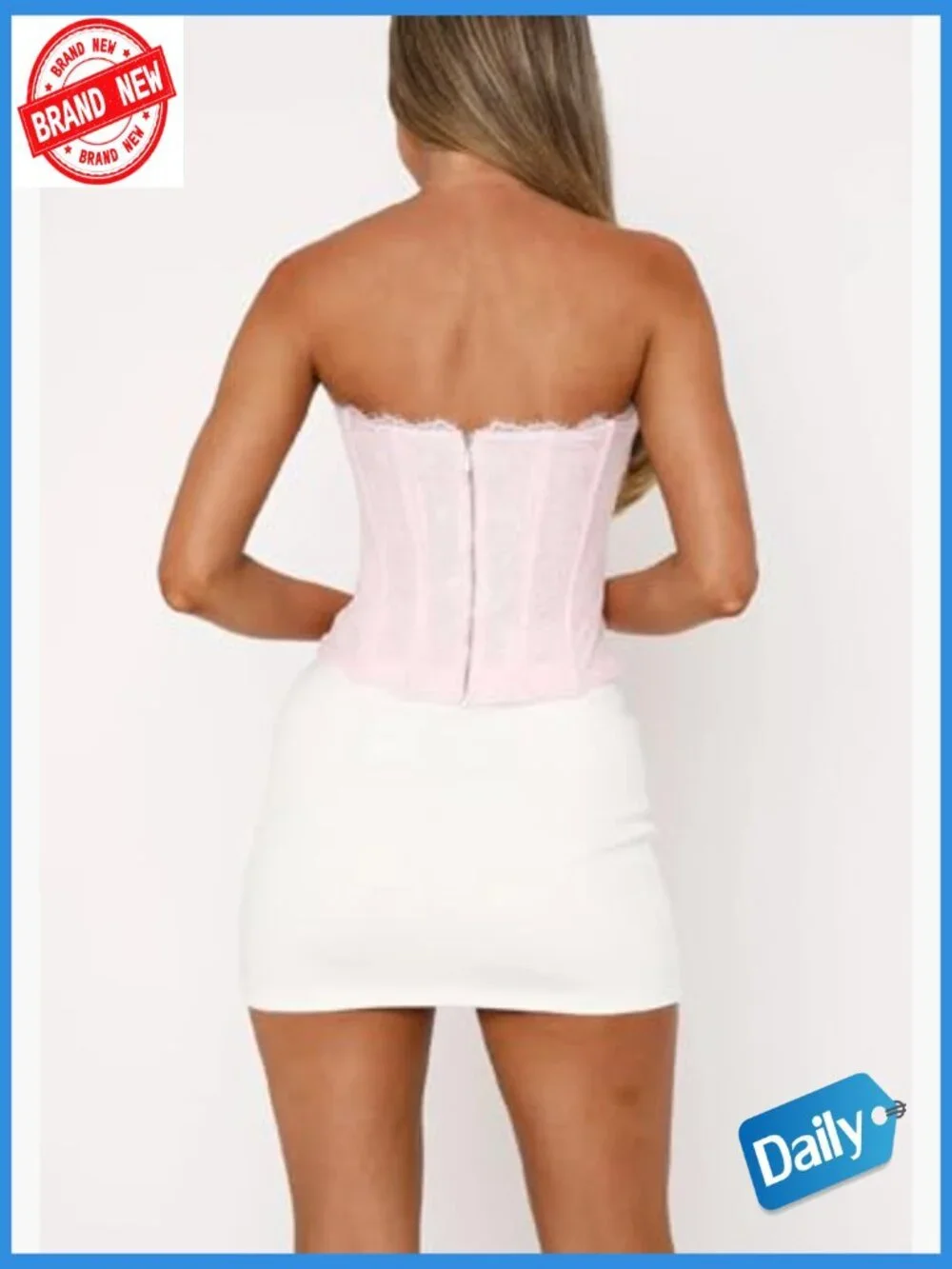 Heart Cutout Floral Embroidery Corset Top Strapless Boned Bustier Lace Up